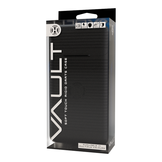 Harrows Vault Dartcase Zu sehen ist das Harrows Vault Dartcase. Es handelt sich um ein robustes Etui zur sicheren Aufbewahrung von Darts.