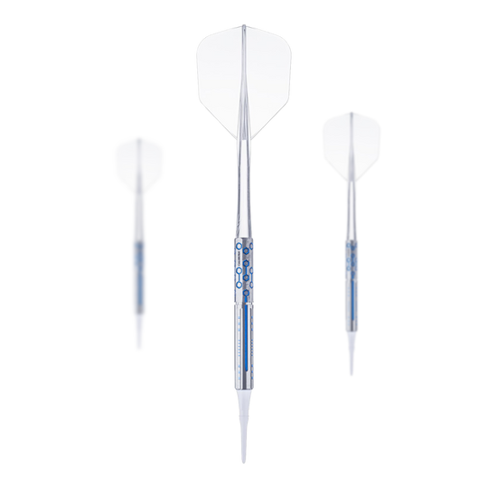 Das Bild zeigt die Caliburn Starships Series Demeter Softdarts mit einem Gewicht von 20g. Es handelt sich um ein Set von hochwertigen Softdarts für präzises Dartspiel.