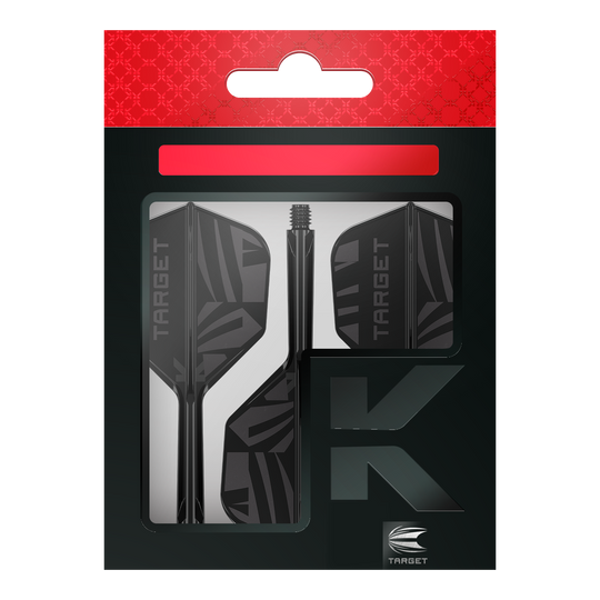 Target K-Flex Black No6 Flights Dargestellt sind Target K-Flex Black No6 Flights. Diese Flights verbessern die Stabilität beim Dartspiel.