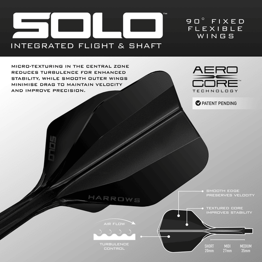 Harrows Solo No6 Flight Shaft System - Black Dieses Bild zeigt das Harrows Solo No6 Flight-Shaft-System in Schwarz. Das Produkt ist aus einer anderen Position dargestellt.