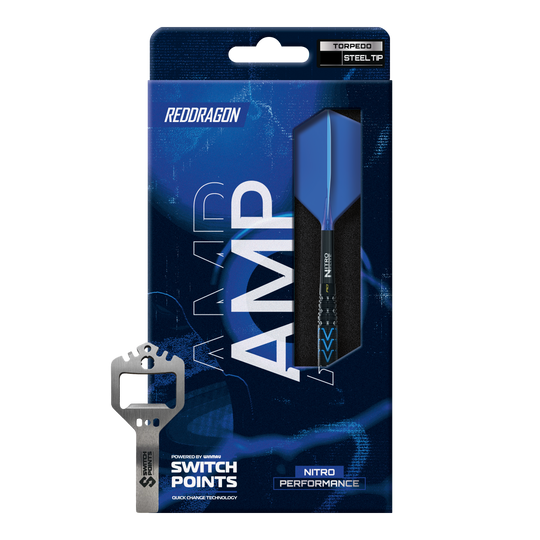 Red Dragon AMP Torpedo Switch Point Steel Darts Das Bild zeigt die Red Dragon AMP Torpedo Switch Point Steeldarts. Die Darts haben ein modernes Design und sind für Präzisionswürfe geeignet.