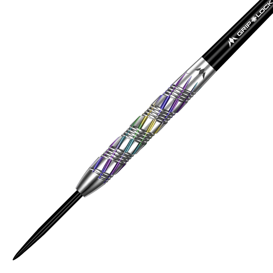 Mission Shuriken Steel Darts Mission Shuriken Steeldarts sind präzise gefertigte Steeldarts. Das Bild zeigt die spezielle Form und das Design dieses Pfeils.