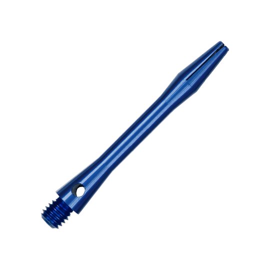Aluminum Shafts - Blue Ein einzelner blauer Aluminiumschaft ist im Bild zu erkennen. Er ist passend für handelsübliche Dartpfeile.