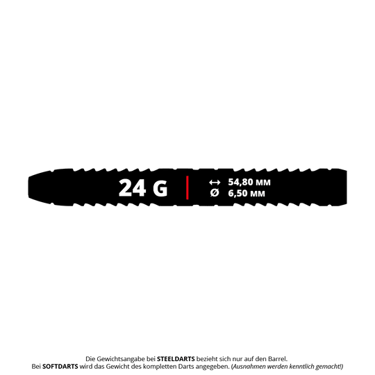 Die Winmau Team 360 Rebecca Allen Steeldarts - 24g sind auf dem Bild abgebildet. Diese Steeldarts wurden für professionelle Spieler entwickelt.