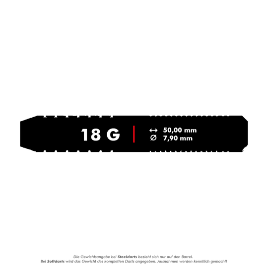 17008_Bulls_Krzysztof_Ratajski_Brass_Silver_Softdarts_5_18g Das Bild zeigt die Produktdetails der Bulls Krzysztof Ratajski Brass Silver Softdarts mit einem Gewicht von 18 Gramm. Die Darts haben eine Länge von 50,00 mm und einen Durchmesser von 7,90 mm.