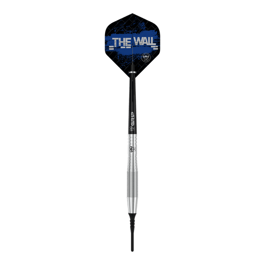 Bulls Martin Schindler TW80 soft darts - 18g Dies ist ein Bulls Martin Schindler TW80 Softdart mit einem Gewicht von 18g. Auf dem Flight steht in blauer Schrift "THE WALL".