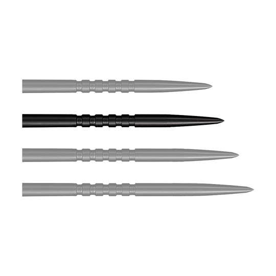 Shot Grip Point steel dart tips - Black Zu sehen sind schwarze Steeldartspitzen. Dies ist das Modell Grip Point in 35 mm Länge.
