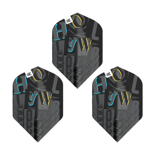 Target Pro Ultra Chris Dobey No2 Standard Flights - 3 Sets Das Bild zeigt drei Sets der "Target Pro Ultra Chris Dobey No2 Standard Flights". Die Flights sind schwarz mit farbigen Akzenten und modernen Schriftzügen gestaltet.