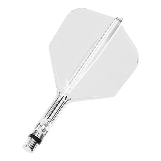 Ein Target KShift No6 Dart-Flight in klarer Ausführung, 19 mm lang. Das Produkt ist transparent und einzeln abgebildet.
