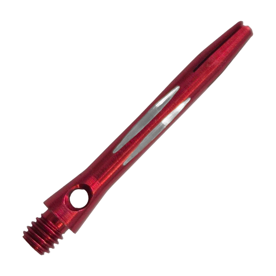 Diamond Cut Aluminum Shafts - Red - 35 mm Zu sehen ist der Diamond Cut Aluminium Shafts - Rot - 35mm. Der Schaft besteht aus rot lackiertem Aluminium und hat ein Diamantschliff-Design.