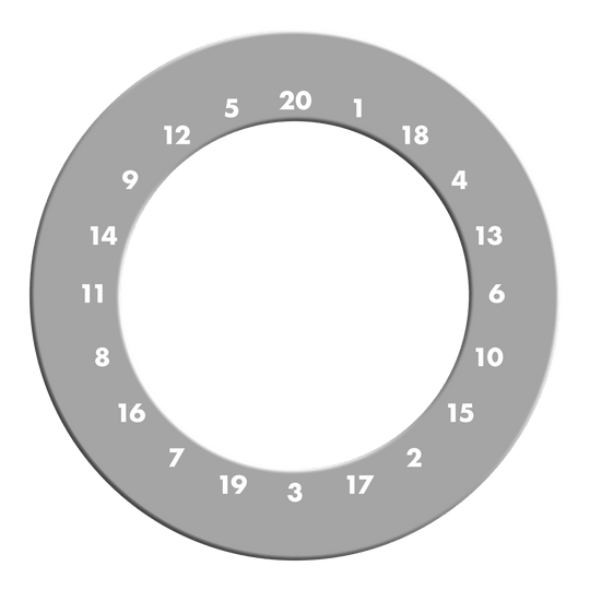HD Numbers Dartboard Surround - Custom Colors Zu sehen ist ein graues Dartboard Surround ohne Logo. Die Umrandung schützt die Wand vor Pfeilen beim Dartspielen.