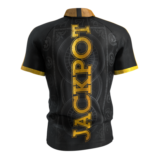 Abgebildet ist das Target Adrian Lewis Dartshirt 2026. Es handelt sich um ein Darts-Shirt mit einzigartigem Look.