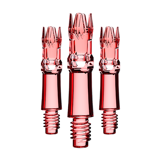L-Style L-System Replacement Shafts - Clear Red Das Bild zeigt ein Set roter transparenter Ersatzshafts. Mehrere Shafts sind zu sehen.