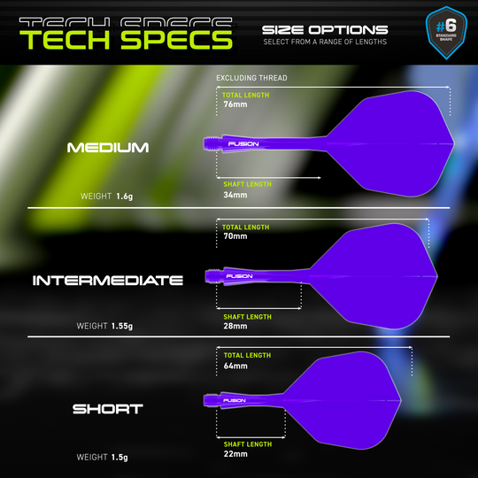 Winmau Fusion Flight Shaft System No6 Purple Hier ist das Winmau Fusion Flight-Shaft-System No6 in Lila abgebildet. Es ist ein Ersatzteil für Dartpfeile.