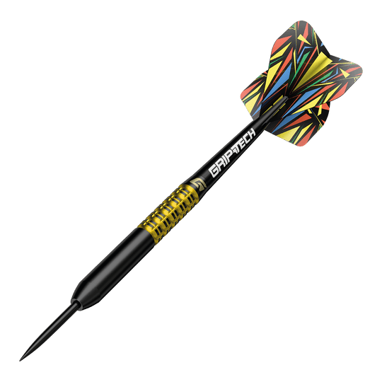 Hier ist ein gelber Tungsten-Steeldart abgebildet. Der Dateiname ist 'GD7000770 GOAT Athlete Yellow Tungsten Steeldarts 4'.