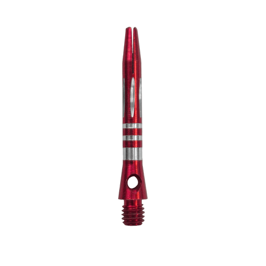 Ringed Diamond Cut Aluminum Shafts - Red - 35 mm Zu sehen ist der Ringed Diamond Cut Aluminium Shafts - Rot - 35 mm. Der Schaft ist aus rotem Aluminium gefertigt und besitzt eine strukturierte Oberfläche.