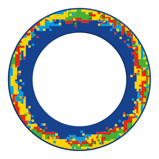 McDart Pixel Dartboard Surround Dieses Bild zeigt das Produkt mit dem Namen 'MSF-H2_McDart_Pixel_Dartboard_Surround_Blau_2'. Es handelt sich vermutlich um ein Zubehör für Dartboards in blauer Farbe.