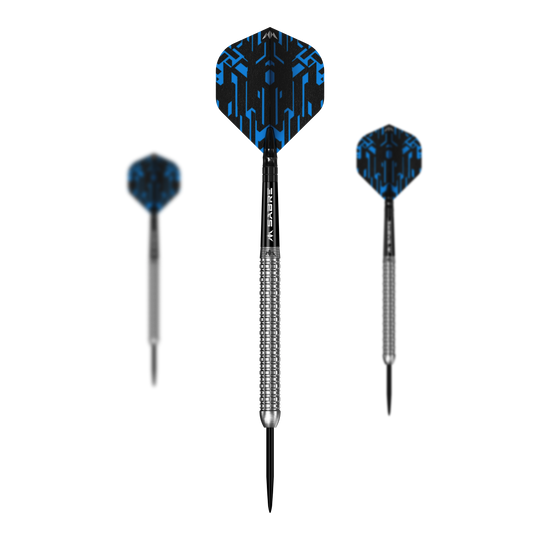 Mission Jack Tweddell Silver Steel Darts Ein Bild mit dem Dateinamen M002000_Mission_Jack_Tweddell_Silver_Steeldarts_1Set. Es zeigt wahrscheinlich ein Set aus silbernen Steeldarts.