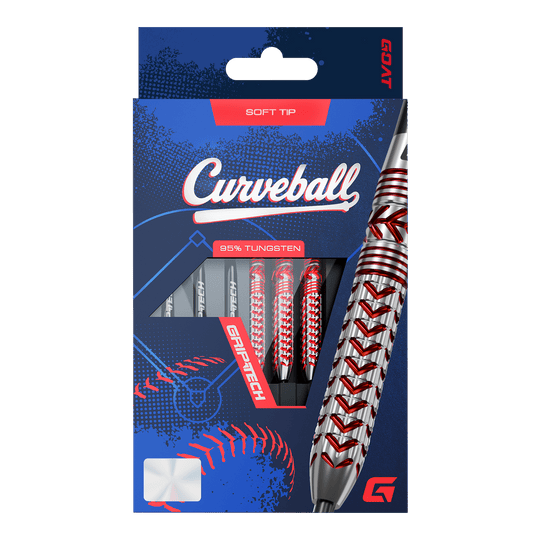 GOAT Curveball Soft Darts - 20g Abgebildet sind die GOAT Curveball Tungsten Softdarts - 20g. Die Softdarts sind 20 Gramm schwer und aus hochwertigem Tungsten hergestellt.