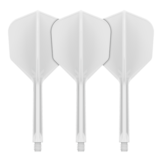 Target K-Flex No6 Flight System - White Dieses Bild zeigt das Flight-System Target K-Flex No6 in Weiß mit einer Länge von 33 mm. Das Produkt dient als Ersatzteil für Dartpfeile.