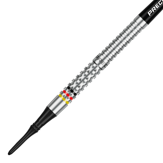 Das Bild zeigt die Precise 180 Ricardo Pietreczko GEN1 Softdarts. Dies sind hochwertige Softdarts für Dartspieler.