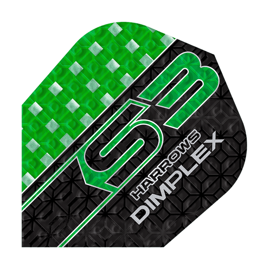 Harrows Dimplex S3 Flights - Green Einer der Harrows Dimplex S3 Flights - No6 ist im Detail abgebildet. Die Seitenkanten sind deutlich sichtbar.