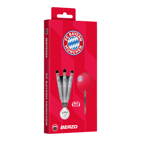 Beazd FC Bayern München Tungsten Softdarts – 18g als Set sichtbar. Die Darts sind mit Aufdruck und typischer Form dargestellt.