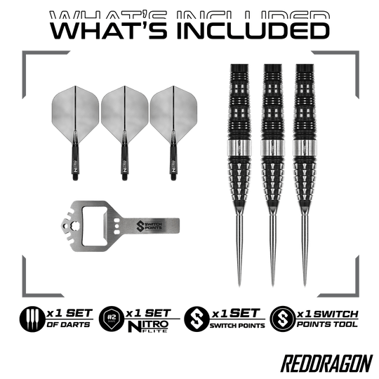 Red Dragon Recon Torpedo Steel Darts Abgebildet sind die Red Dragon Recon Torpedo Steeldarts - 23g. Dieses Produkt ist für Präzision und hohe Leistung entwickelt.