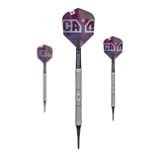 Target Cryo 12 Softdarts Das Bild zeigt ein Set der Target Cryo 12 Softdarts. Die Verpackung mit mehreren Darts ist sichtbar.