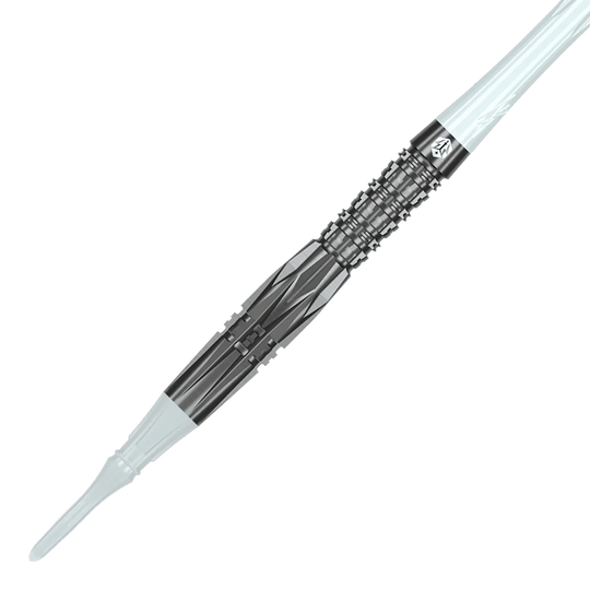 Caliburn Prisma P1 soft darts - 19g Das Bild zeigt die Caliburn Prisma P1 Softdarts mit einem Gewicht von 19g. Es ist ein modernes Dartprodukt für Freizeit und Turniere.