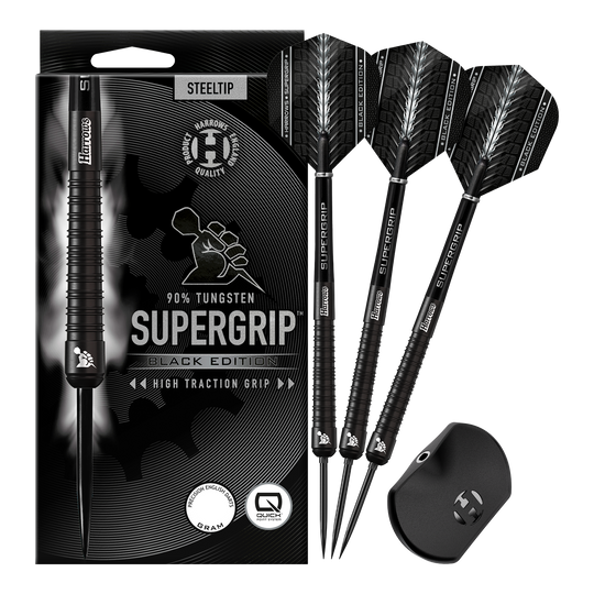 Harrows Supergrip 90 Black Edition Quick Point Steel Darts