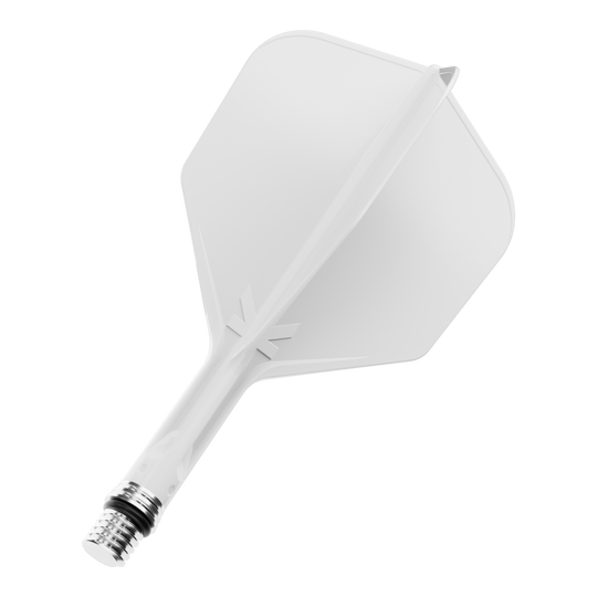 Target K-Shift No6 Flights - White Auf dem Bild ist ein Set Flights mit dem Namen 410540_Target_KShift_No6_Flights_Wei_19mm_1 zu sehen. Die Flights sind weiß und einzeln dargestellt.