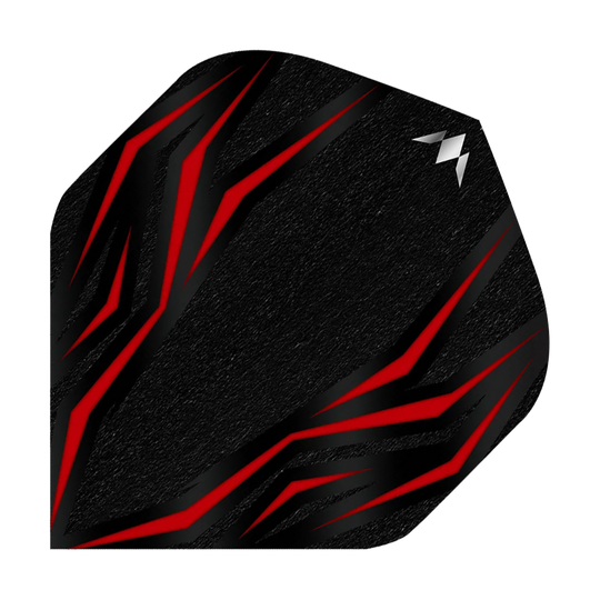 Mission Lava Red No6 Flights sind auf diesem Bild abgebildet. Die Flights sind in Rot und werden für Dartpfeile verwendet.