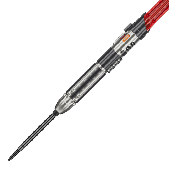 Gezeigt werden die Target Star Wars Darth Vader Light Saber Limited Edition Steeldarts - 24g. Die Dartpfeile sind eine limitierte Sonderedition mit Star Wars Thema.