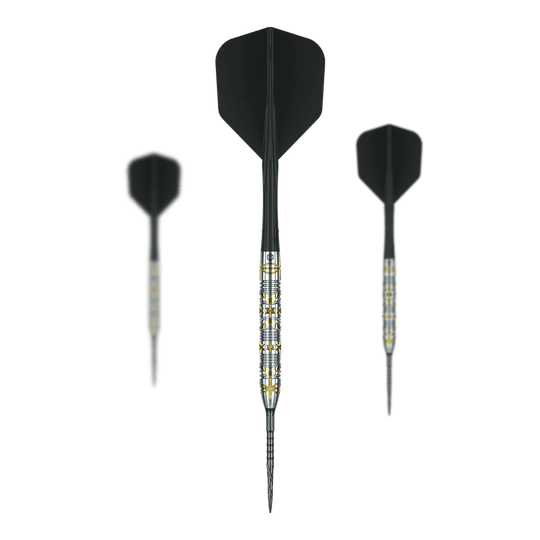 Caliburn Halo H1 steel darts - 22.5 g Das Bild stellt ein Set der Caliburn Halo H1 Steeldarts mit 22,5 g dar. Das Set eignet sich für professionelle und Hobby-Dartspieler.