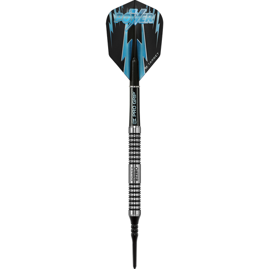 200240-Target-Phil-Taylor-Power-8Zero-Softdarts-1PdQW8LCANQFWU Dies ist ein Target Phil Taylor Power 8zero Softdart. Der Dart hat ein schwarzes und blaues Design mit der Aufschrift "THE POWER" auf dem Flight.