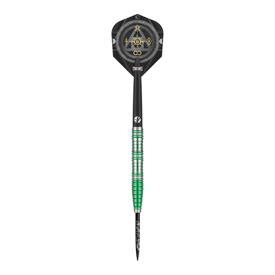 Gezeigt werden die Shot Alchemy Mythril Steeldarts. Sie sind beliebt bei professionellen und Freizeitspielern.