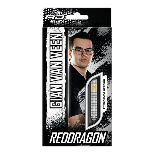 Red Dragon Gian Van Veen Brass Steeldarts - 21 g Abgebildet sind die Red Dragon Gian Van Veen Brass Steeldarts mit 21 g Gewicht. Die hochwertigen Steeldarts sind perfekt für den Einsatz im Turniersport.