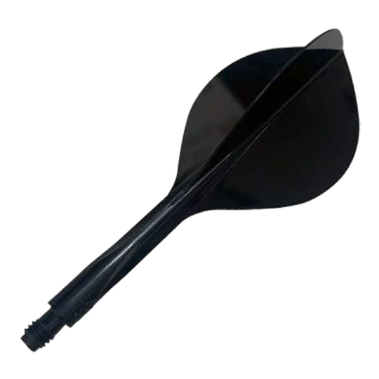 Gezeigt wird das Condor Axe 120 Flight-System Teardrop in der Farbe Schwarz. Es ist ein Bestandteil für Dartpfeile.