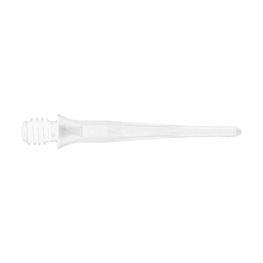 Gezeigt werden Caliburn 2BA Softdartspitzen in Weiß als praktischer 50er Pack. Diese weißen Softdartspitzen sind für viele Darts geeignet.
