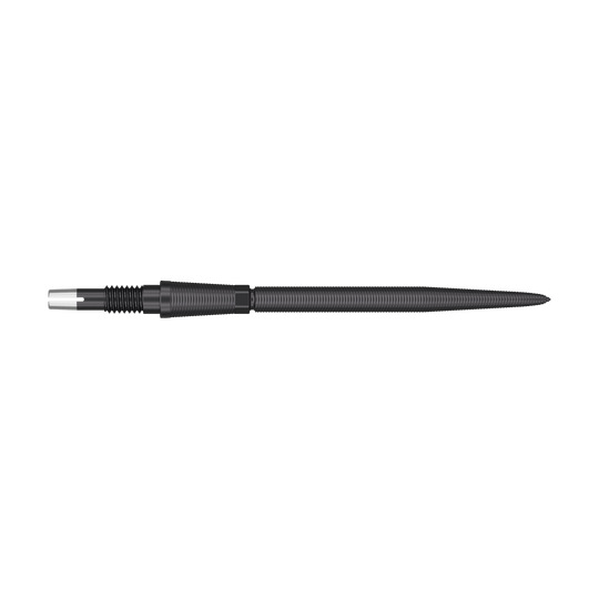 Target Swiss Storm Nano Point Dartspitzen - Schwarz Dies ist eine schwarze Dartspitze mit feinem Gewinde und schlanker Form. Sie besteht aus Metall und ist etwa 35 mm lang.