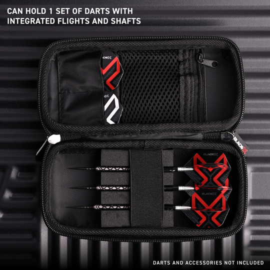 Winmau Blade X Armor G1 dart wallet Das Bild zeigt das Produkt mit dem Dateinamen 8534_Winmau_Blade_X_Armor_G1_Dartwallet_W3. Es könnte sich um ein Dart-Accessoire handeln.