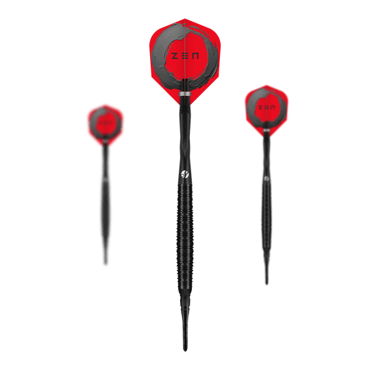 Shot ZEN Missile Soft Darts - 20g Das Bild zeigt ein Set der Shot ZEN Missile Softdarts - 20g. Es handelt sich um hochwertige Softdarts für den Freizeit- oder Profi-Gebrauch.