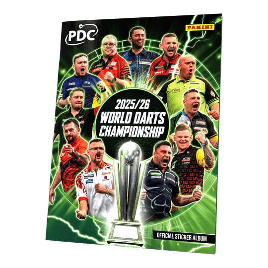 Panini PDC World Darts Championship 2025/26 - Official Sticker Softcover Collector's Album Gezeigt wird das Panini PDC World Darts Championship 2025/26 Sammelalbum im Softcover-Format. Das Album eignet sich zum Einheften der offiziellen Sticker der Kollektion.