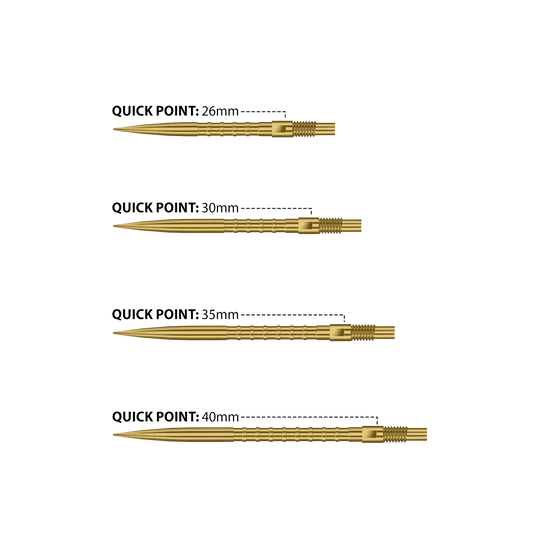 Harrows Quick Point Heavy Metal Dart Tips - Gold Abgebildet sind Harrows Quick Point Heavy Metal Dartspitzen in Gold. Sie zeichnen sich durch ihre goldene Farbe und hohe Qualität aus.