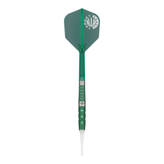 Abgebildet ist das Modell Target Japan Prime Series Motomu Sakai Xeno GEN1 Softdarts - 19g. Diese Darts sind für ihre Zuverlässigkeit und Präzision bekannt.