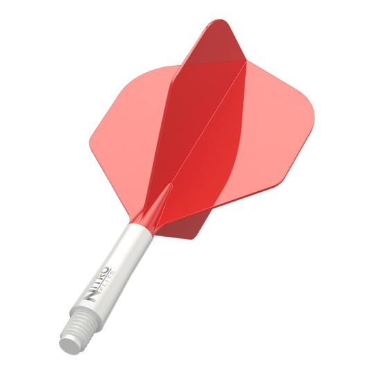 Red Dragon Nitroflite - White Shaft Red No2 Flights Dieses Bild zeigt einen Red Dragon Nitro Flite Dart Flight in Weiß und Rot, No2, Short (22mm). Es handelt sich um ein Zubehörteil für Darts, das die Flugeigenschaften verbessert.