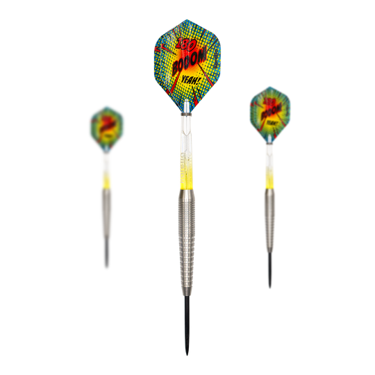 Karella Comic Line CL-5 steel darts - 21g Abgebildet wird das Set Karella Comic Line CL-5 Steeldarts - 21g. Das Set beinhaltet mehrere Steeldarts mit Comic-Motiv.