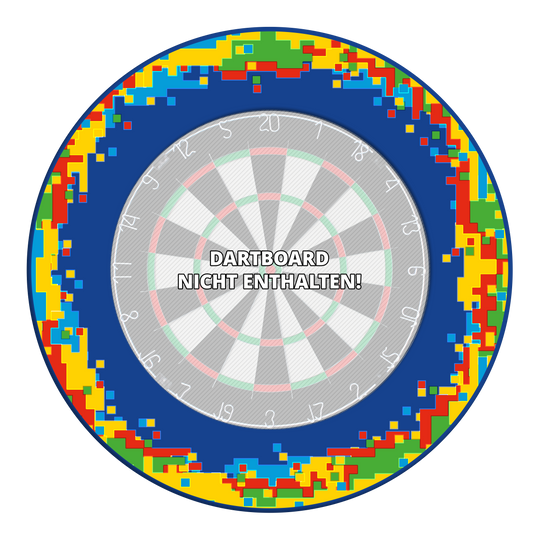 McDart Pixel Dartboard Surround Zu sehen ist das Produkt 'MSF-H2_McDart_Pixel_Dartboard_Surround_Blau_3'. Das Foto zeigt vermutlich ein blaues Dartboard-Umrandungszubehör.