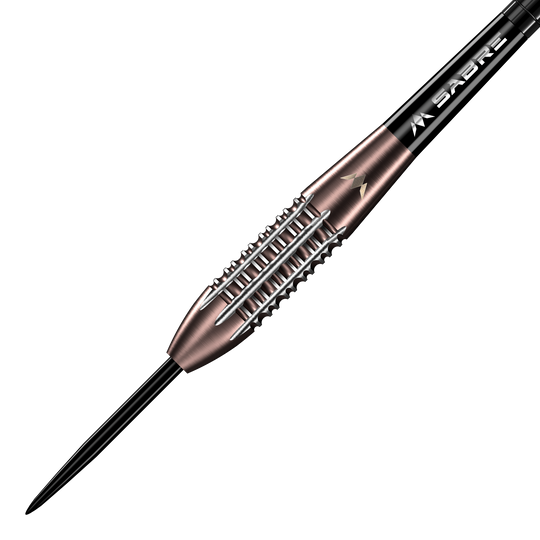Das Bild zeigt die Mission Arkitekt Bronze Silika PVD Steeldarts mit einem Gewicht von 23,5g. Die Steeldarts haben ein elegantes Bronze-Design.